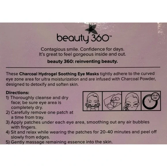 Beauty 360 Charcoal Hydrogel Soothing Eye Masks 6 Count - Picture 5 of 6